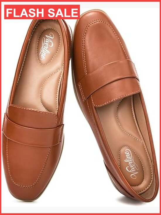 Shoes - Slip On Loafers with Memory Foam Insoles - Women's Business Casual Flats Shoes